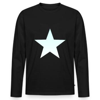 blue white star, blue white star bright star - Men's Premium Organic Long Sleeve Shirt - black - Front - Nico (187cm)