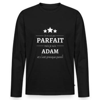 Je ne suis pas parfait mais je suis Adam cadeau - T-shirt manches longues Premium bio Homme - noir - Devant - Nico (187cm)