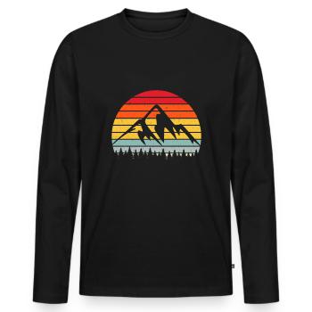 Berge Wald Retro Vintage - Männer Premium Bio Langarmshirt - Schwarz - Vorne - Nico (187cm)