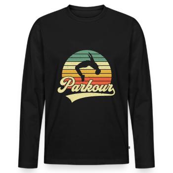 Parkour Vintage Retro - Men's Premium Organic Long Sleeve Shirt - black - Front - Nico (187cm)