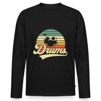Schlagzeug Drums Retro Vintage - Men's Premium Organic Long Sleeve Shirt - black - Front - Nico (187cm)