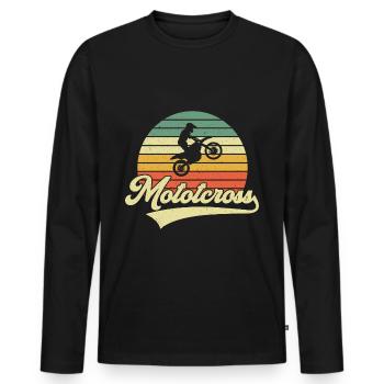 Motocross Rétro Vintage - T-shirt manches longues Premium bio Homme - noir - Devant - Nico (187cm)