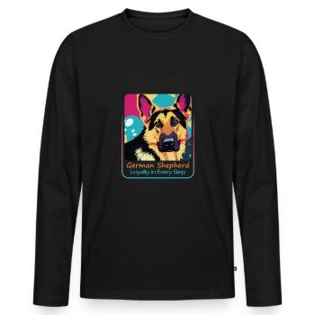 Fidèle chien de berger allemand - T-shirt manches longues Premium bio Homme - noir - Devant - Nico (187cm)