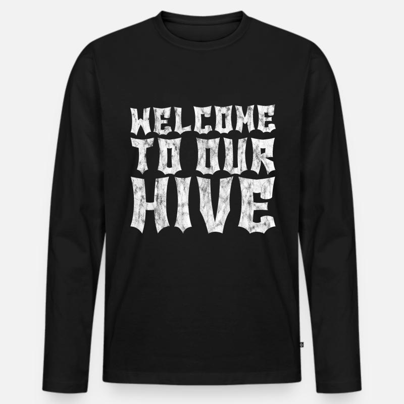 Welcome To Our Hive 3 - Männer Premium Bio Langarmshirt - Schwarz
