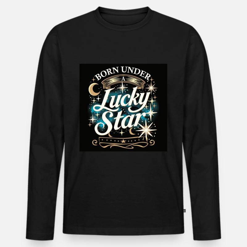 Glücksstern - Männer Premium Bio Langarmshirt - Schwarz