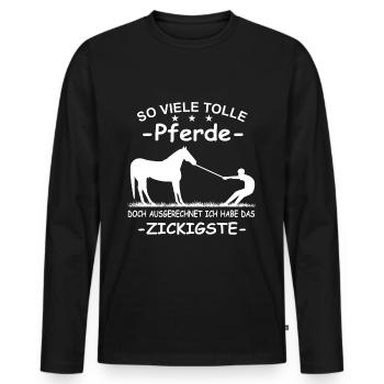 So viele tolle Pferde Führungskraft Pferd Reiterin - Männer Premium Bio Langarmshirt - Schwarz - Vorne - Nico (187cm)