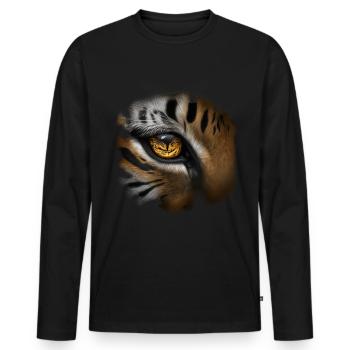 Tiger's Eye Animals Gift Art Animal Design - Men's Premium Organic Long Sleeve Shirt - black - Front - Nico (187cm)