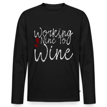 Working Nine To Wine 3 - Men's Premium Organic Long Sleeve Shirt - black - Front - Nico (187cm)