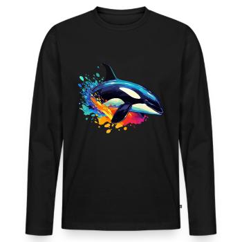 Orque colorée - T-shirt manches longues Premium bio Homme - noir - Devant - Nico (187cm)