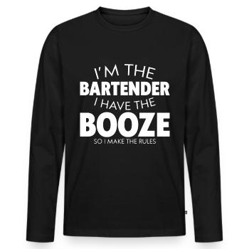 I Have The Booze So I Make The Rules - Men's Premium Organic Long Sleeve Shirt - black - Front - Nico (187cm)