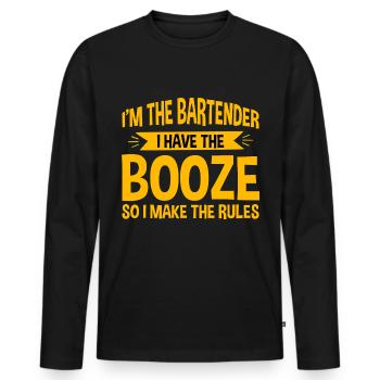 I Have The Booze So I Make The Rules 4 - Männer Premium Bio Langarmshirt - Schwarz - Vorne - Nico (187cm)
