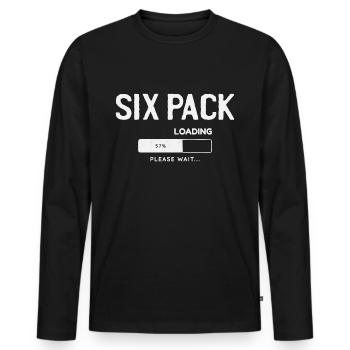 Six Pack Loading, please wait - Men's Premium Organic Long Sleeve Shirt - black - Front - Nico (187cm)