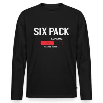 Six Pack Loading, please wait - Men's Premium Organic Long Sleeve Shirt - black - Front - Nico (187cm)