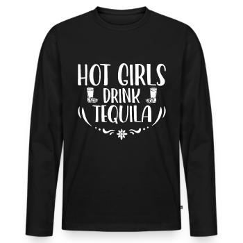 Hot Girls Drink Tequila 3 - Männer Premium Bio Langarmshirt - Schwarz - Vorne - Nico (187cm)