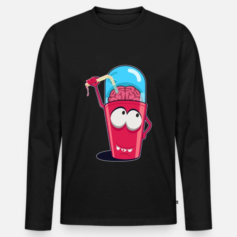 Brain Shake Doodle Art - Männer Premium Bio Langarmshirt - Schwarz