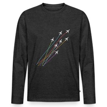 Flugzeugstaffel Fliegerstaffel Formation Flug - Männer Premium Bio Langarmshirt - Anthrazit meliert - Vorne - Nico (187cm)