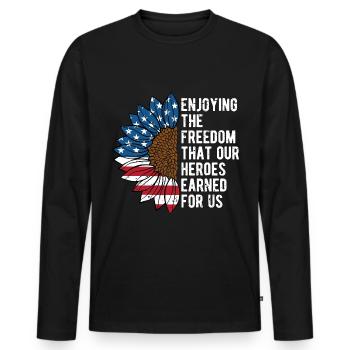 Enjoying the Freedom that Our Heroes Earned - Men's Premium Organic Long Sleeve Shirt - black - Front - Nico (187cm)