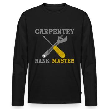 Carpentry Rank Master 2 - Men's Premium Organic Long Sleeve Shirt - black - Front - Nico (187cm)