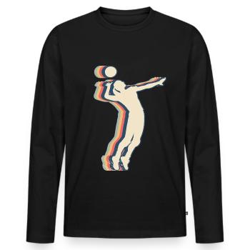 Volleyball Player Team Coach Retro Line - Men's Premium Organic Long Sleeve Shirt - black - Front - Nico (187cm)