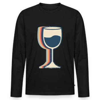 Buveur de vin Buveur Retro Line Art - T-shirt manches longues Premium bio Homme - noir - Devant - Nico (187cm)