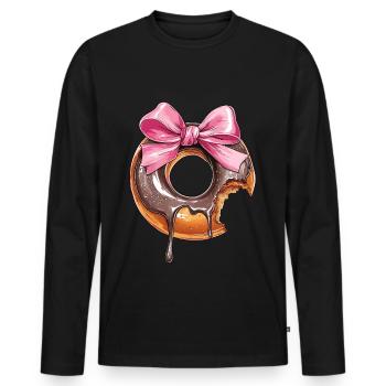 Kokette Schleife Donuts Krapfen Sprinkles Mädchen - Männer Premium Bio Langarmshirt - Schwarz - Vorne - Nico (187cm)