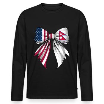 Coquette Bow Nepal Roots Heritage Nepali Pride - Men's Premium Organic Long Sleeve Shirt - black - Front - Nico (187cm)