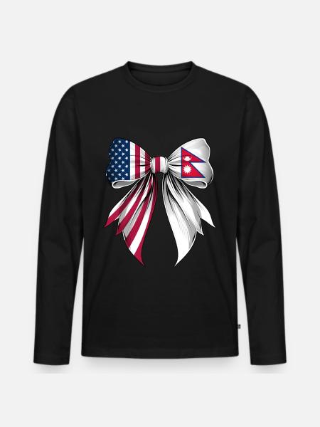 Coquette Bow Nepal Roots Heritage Nepali Pride - Men's Premium Organic Long Sleeve Shirt - black