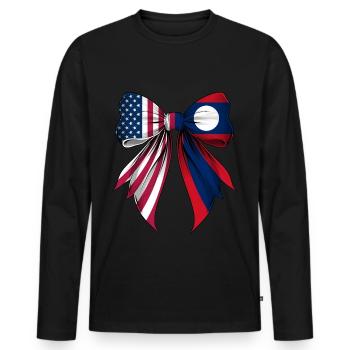Coquette Bow Laos Roots Heritage Laotian Pride - Men's Premium Organic Long Sleeve Shirt - black - Front - Nico (187cm)