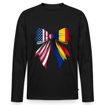Coquette Bow Romania Roots Heritage Romanian - Men's Premium Organic Long Sleeve Shirt - black - Front - Nico (187cm)