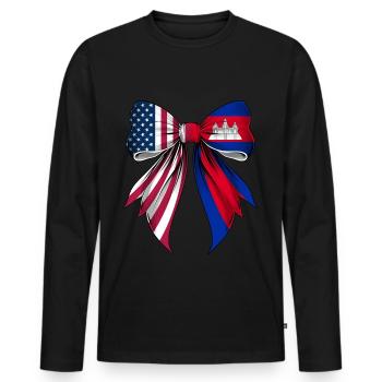 Coquette Bow Cambodia Roots Heritage - Men's Premium Organic Long Sleeve Shirt - black - Front - Nico (187cm)