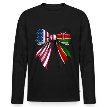 Kokette Schleife Kenia Wurzeln Erbe Kenianischer - Männer Premium Bio Langarmshirt - Schwarz - Vorne - Nico (187cm)