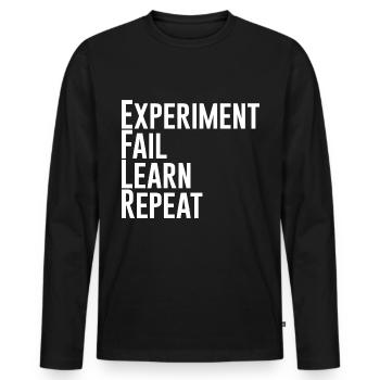 Experiment Fail Learn Repeat - Männer Premium Bio Langarmshirt - Schwarz - Vorne - Nico (187cm)