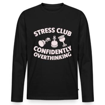 Club du stress, Penser trop en toute confiance 4 - T-shirt manches longues Premium bio Homme - noir - Devant - Nico (187cm)