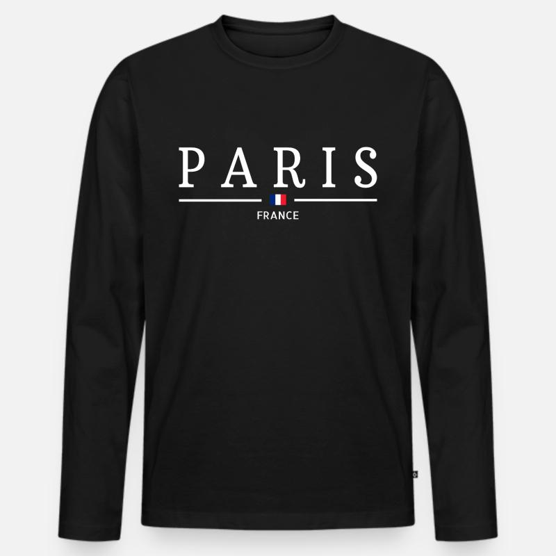 PARIS - Männer Premium Bio Langarmshirt - Schwarz