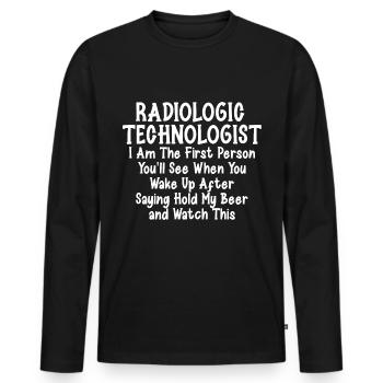 I Am The First Person You'll See When You Wake Up - Men's Premium Organic Long Sleeve Shirt - black - Front - Nico (187cm)