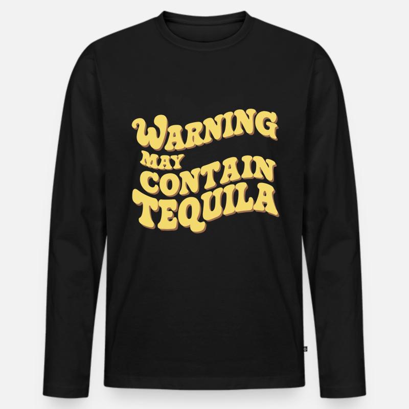 Warning May Contain Tequila 12 - Männer Premium Bio Langarmshirt - Schwarz