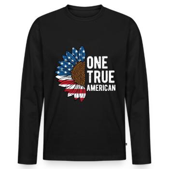 One True American Patriotic Independence - Men's Premium Organic Long Sleeve Shirt - black - Front - Nico (187cm)