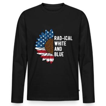 Radical White and Blue 4th of July American Flag - Men's Premium Organic Long Sleeve Shirt - black - Front - Nico (187cm)