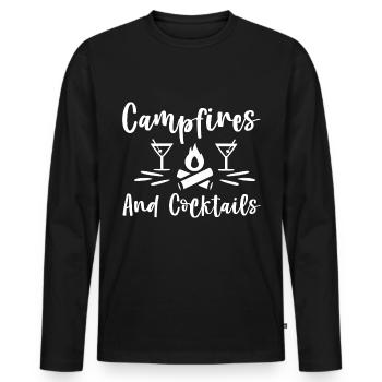 Campfire And Cocktails 4 - Men's Premium Organic Long Sleeve Shirt - black - Front - Nico (187cm)