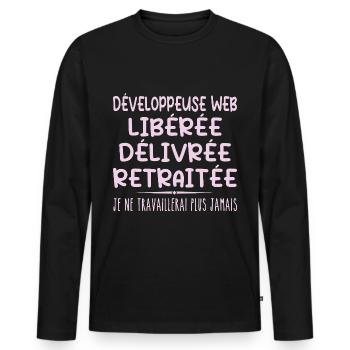 Web Developer Celebrates Retirement with Humor - Men's Premium Organic Long Sleeve Shirt - black - Front - Nico (187cm)