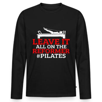 Leave It All On The Reformer #Pilates 7 - Männer Premium Bio Langarmshirt - Schwarz - Vorne - Nico (187cm)