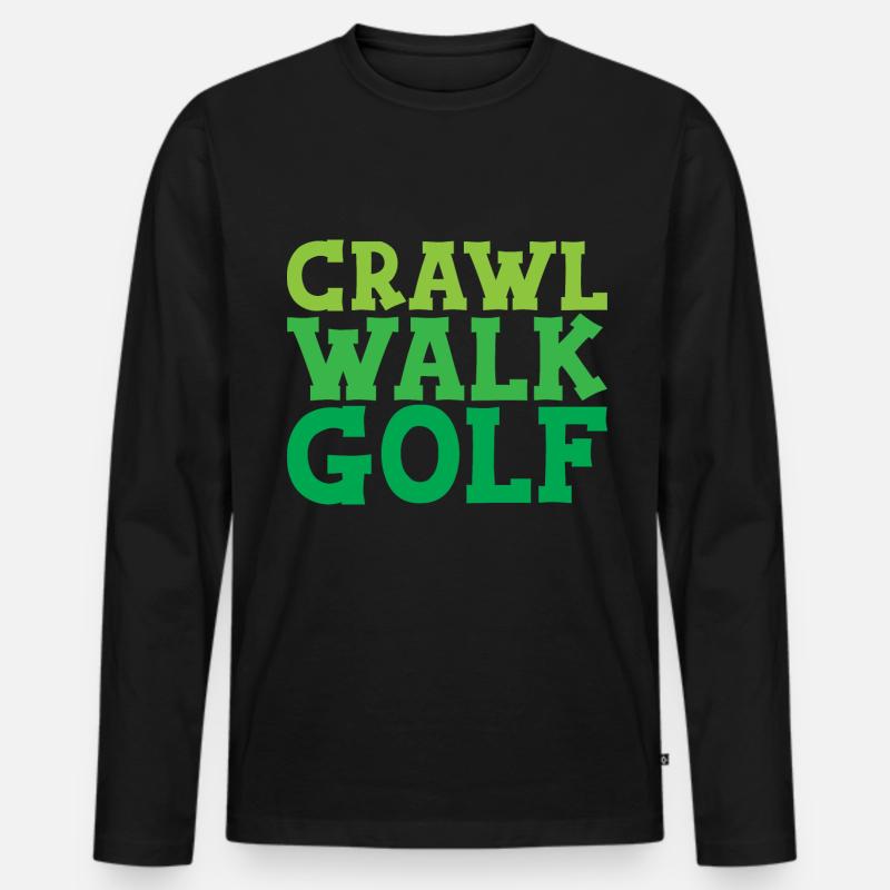 Crawl Walk Golf - Männer Premium Bio Langarmshirt - Schwarz