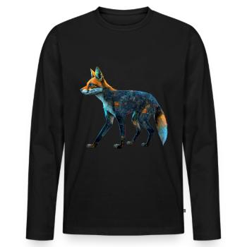 Fuchs Fuchsmotiv Tiere Geschenk Kunst Tiermotiv - Männer Premium Bio Langarmshirt - Schwarz - Vorne - Nico (187cm)