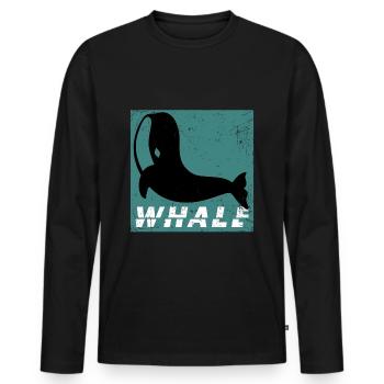 Rorqual à bosse rorqual bleu rorqual gris cadeau baleine requin baleine - T-shirt manches longues Premium bio Homme - noir - Devant - Nico (187cm)
