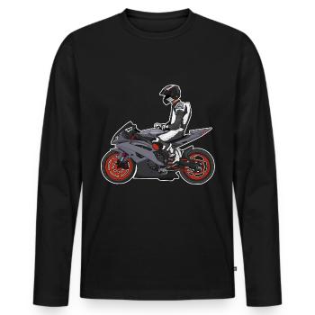 Moto Lifestyle / Moto / Moto motard - T-shirt manches longues Premium bio Homme - noir - Devant - Nico (187cm)