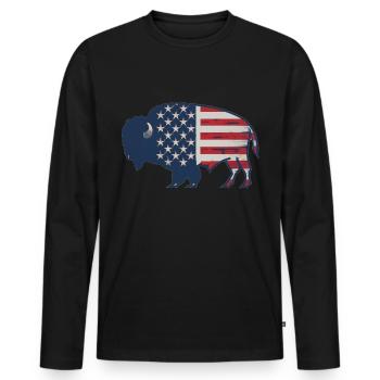 Bison - T-shirt manches longues Premium bio Homme - noir - Devant - Nico (187cm)