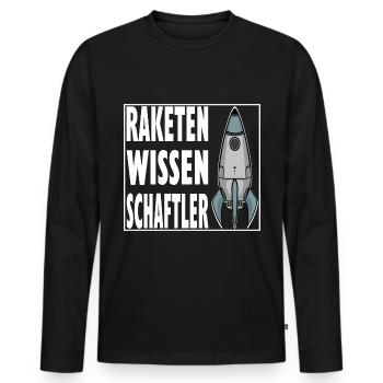 Raketenwissenschaft, Weltall, Rakete, Universum - Männer Premium Bio Langarmshirt - Schwarz - Vorne - Nico (187cm)