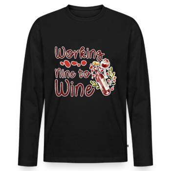 Working Nine To Wine 2 - T-shirt manches longues Premium bio Homme - noir - Devant - Nico (187cm)
