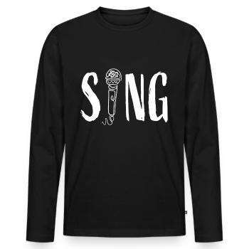 « Chanter » avec Microphone - Chanteur Chanteur Chanteur - T-shirt manches longues Premium bio Homme - noir - Devant - Nico (187cm)