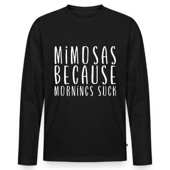 Les mimosas parce que les matins sont nuls - T-shirt manches longues Premium bio Homme - noir - Devant - Nico (187cm)